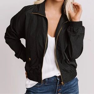 Black Nylon Bomber Jacket, M